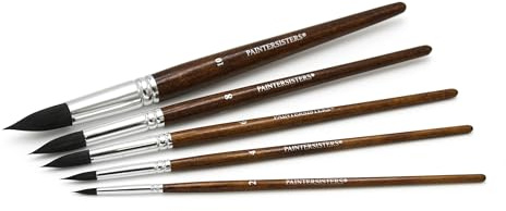 Paintersisters® Aquarell Pinselset rund | Gr. 2-10 | Weiche Pinsel Aquarell-, Öl- & Acrylmalerei | Pinsel Malen Malpinsel Künstlerbedarf