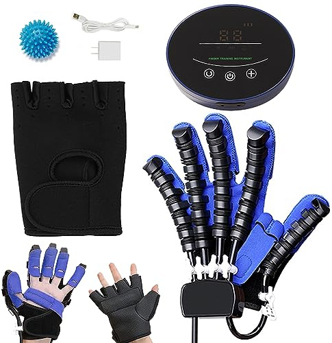 XNKLPY Mano Función Rehabilitación Robot Guantes Hemiplegia Accidente Cerebrovascular Dedos Rehabilitación Trainer Guantes de Fisioterapia(A:Mano Izquierda B:Mano Derecha)(Size:A S,Color:Azul)
