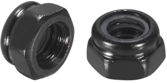sourcing map 20Pcs M5 x 0.8 Nylon Insert Hex Lock Nuts, 304 Stainless Steel Self-Locking Nylon Insert Stop Nut for Industrial Construction Fasteners, Black&White