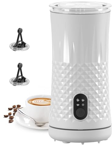 Milk Frother Electric,Syslux 4 IN 1 Automatic Warm and Cold Milk Foamer,Quiet Operation,Effortless Foam,Unique Diamond Design,Temperature Control,for Coffee Latte, Cappuccino,Macchiato,Chocolate