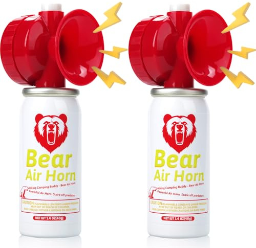 1.4oz Bear Horn for Self Defense, 123dB Loud Mini Air Horn, Audible Up to 1/2 Mile, Safety Air Horn for Hiking,Camping and Outdoor Protection (Red 2pcs)