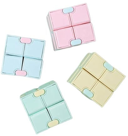 4 Pcs Fidget Cubes For Kids, Infinity Cube Fidget Toy, Fidget Cube, Infinity Cube, For Adults & Kids For Adults Office Staff Household Playing, Toy Birthday Present Gifts (Blue, Pink, Green, Yellow)