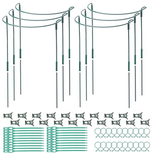 COEWUR 6 Pack 25x60cm Plant Stakes Plant Stakes and Supports for Outdoor Plants Tall Half Round Metal Garden Stakes Plant Cages for Roses Sedum Vegetables Tomatoes Flowers Vine