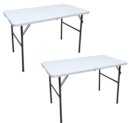 HiEthan Klapptisch, 1,2 m, Weiß 2 Stück