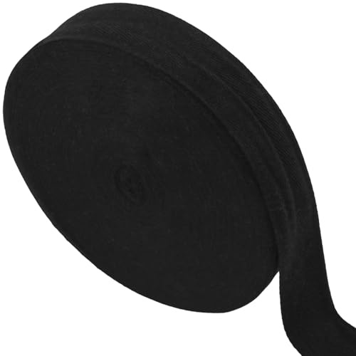 KOHAND 50mm x 50m Cotton Twill Tape Bias Binding Tape, 50m Herringbone Bunting Tape for Sewing Dressmaking Webbing Craft, Black