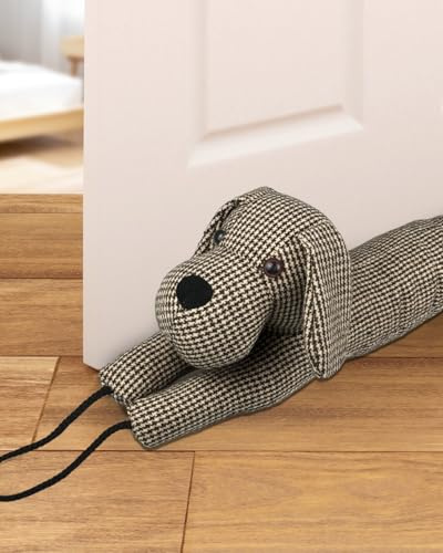 Bas de Porte Décoratifs Coupe Vent 93 cm, Boudin de Porte pour Portes et Fenêtres, Tissu d’Entrée Coussin Automatique Anti-Insecte et Anti-Odeur, Décoratif Extra-Lourd Lavable, Adorable Forme de Chien