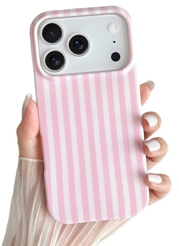 Yeddabox for iPhone 17 Pro Case Cute Striped Phone Case Soft TPU Slim Shockproof Phone Cover for Women Girls, Pink