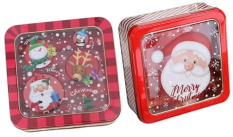 Gogogmee 2 St Julgodisförvaringsbox i Plåt Mångsidig och Hållbar Dekorationslåda för Julfester och Hem för Godis och Små Presenter Färgstark och Stämningshöjande Design