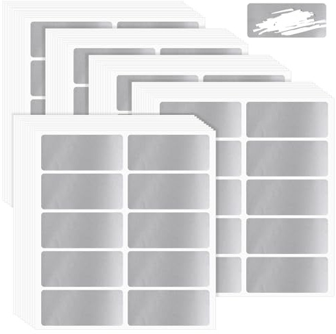 500 Pcs Rectangle Scratch Off Sticker, 1x2.36 Rectangle Scratch Off Labels for Lottery Tickets DIY Raffle Card Creating (Silver)