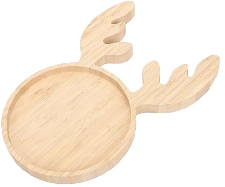 Oreilet Plateau de Service de Noël, Planche de Charcuterie au Fromage en Bois en Forme de Renne, Plateau d'apéritif pour Biscuits, Ensemble d'assiettes Décoratives pour Dîner de Noël pour