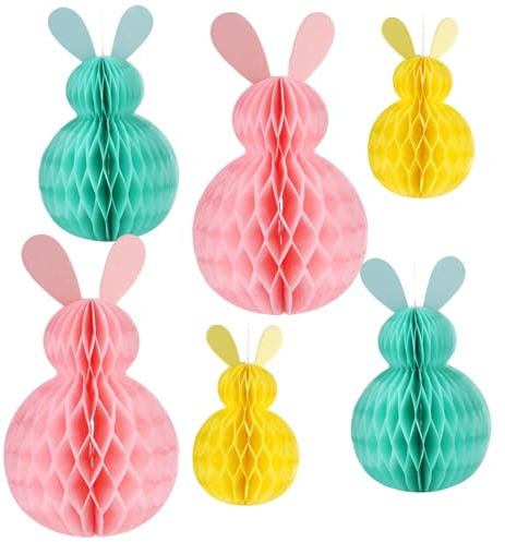 OMIGA 6 Pezzi Coniglietti Pasquali in Carta Decoración de Pascua Colorate Addobbi Pasquali per Carta Pasquale per Decorazione Interna ed Esterna Primavera