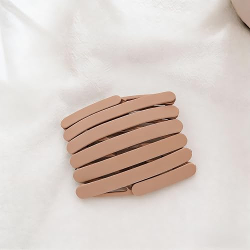 Retractable Folding Headband for Women Girls, Adjustable Stretch Hair Hoop with One-Click Fold, ABS Plastic Compact Portable Hair Accessory, 5 Colors (Beige/Grey/Pink/Brown/Black) (Pink)