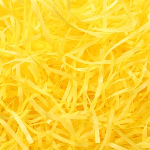 100g Yellow Shredded Tissue Paper for Gift Boxes Hamper Filling (Yellow) | Hamper Stuffing Packaging Filler for Birthdays Anniversaries Christmas Paper Shred Party Baby Shower Graduation Housewarming