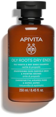 Apivita Shampoo für Fettige Ansätze & Trockene Spitzen mit Brennnessel – 250ml Propolis & Honig – Reguliert Sebum, Hydriert & Repariert – Natürliche Formel