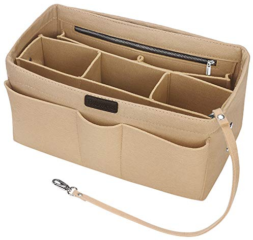 Betoores Filz Handtasche Tasche Organizer Einsatz, Handtaschen Organizer Bag in Bag für Tote mit Reißverschluss,Beige - M