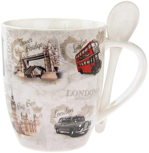 lesser and pavey LP43229 keramisk mugg med sked | London | 1 st - 10 oz tillbehör, flerfärgad