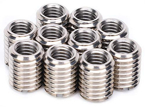 10 piezas Tuercas reductoras, rosca hembra M8 x 1,25 mm, rosca macho M12 x 1,75 mm, manguito de reparación de acero inoxidable, fijación con tornillo de buje