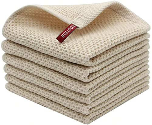 BW&HM Baumwolltücher Putzlappen Baumwolle Spültücher Spültuch Baumwolltuch Reinigung Waschbar für Haushalt Küche Geschirr 33x33 cm 6er Set Beige