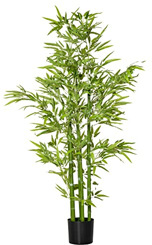 HOMCOM Pianta di Bambù con Vaso Nero Artificiale Realistica 150cm Giardino