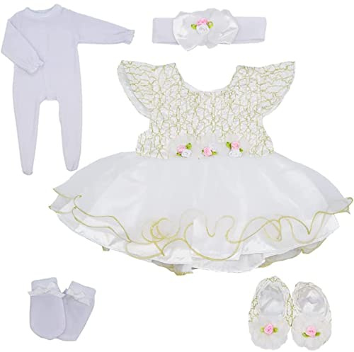 ZIYIUI Vestiti per Bambole per New Born Baby Doll, Cotone con Cappello per 18 -22 Carino Vestiti Bambolotti (45-55 cm) (Bianco)