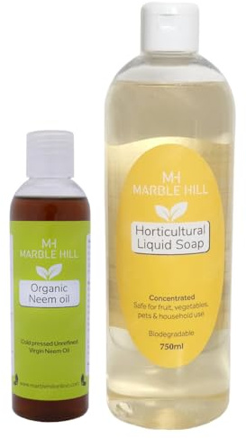 Horticultural Liquid Soap 750ml and Organic Neem Oil 200ml Combination - Natural Pest Control and Plant Hygiene for House and Garden