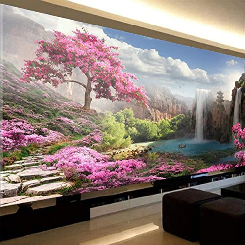 Instarry 5D Diamantmålning Stor Storlek Diamond Painting Kristall Korsstygn Heminredning för Vardagsrum Naturvattenfall 100x40 cm