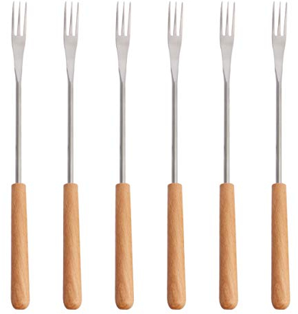 Cabilock 6st Hot-Dog-gabeln Holz Fonduegabel Aus Edelstahl Käsefondue-gabeln Gabeln Zum Braten Von Marshmallows Fonduegabeln Aus Edelstahl Schokoladengabeln Wohnung Obst Speisegabel