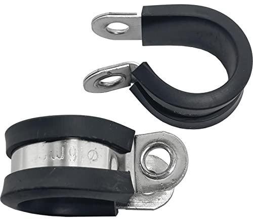 Lumonic 5x fascette per tubi da 16mm con inserto in gomma in acciaio inox V2A I fascette per cavi per avvitare I fascetta per tubi 16mm, fascette per