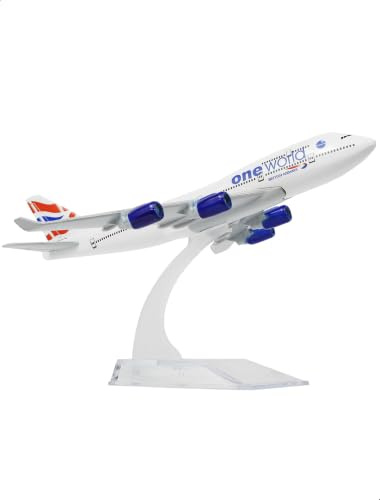 QIYUMOKE 1/400 British Plane 747 Model - Kit de modèles d'avions en métal moulé sous Pression avec Support (6 Pouces) Boeing 747 Airways Modèle d'avion pour Les passionnés d'aviation Cadeau
