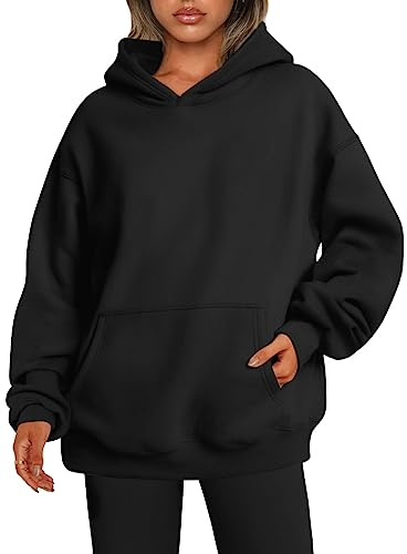 ABYOVRT Huvtröja tröja damer Apparel kvinnor vanlig hoodie höst vinter enfärgad blandade mysiga tröjor casual huvtröja pullover fleece comfy Enfärgade outfits överdimensionerad sweatshirt jumper