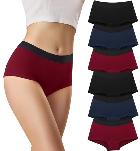 Libella Culotte Femme Coton Culottes Shorty Confort Slips Femme Culotte Boxer de Sport Shorts sous-vêtements Extensibles pour Femmes,Hipster Panties Confortable Ensemble Femme BRM-Mehrfarbig-3,L