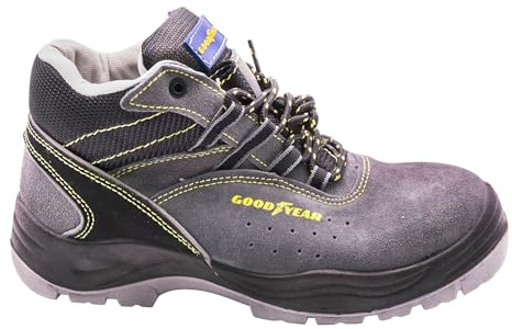 Goodyear - G138107C - Botas de Seguridad - Piel Serraje Gris - Alta Resistencia - Forro Antibacteriano - Plantilla Extraíble -Talla 37