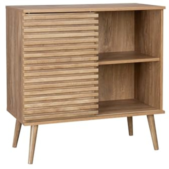 sweeek-Aparador escandinavo con decoración de Madera, 80cm Natural - 80x39x80 cm