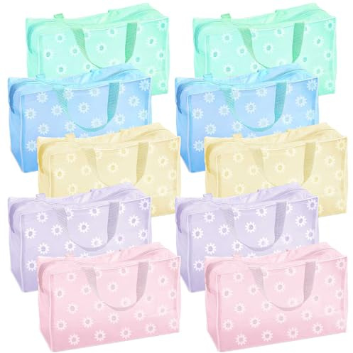 Sminkväska transparent, tusensköna blommor resa toalettväska set, 5 färger 10 stycken necessär PVC med dragkedja et handtag för resor, affärsresor förvaring 21 x 8 x 16 cm, flerfärgad, Sminkväska