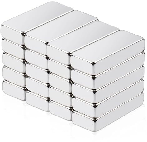 20 stycken 20 x 5 x 3 mm magneter, rektangulära neodymmagneter, extra starka minimagneter, starka för köksskåp, kontor, whiteboard, kylskåp, hantverk, foton