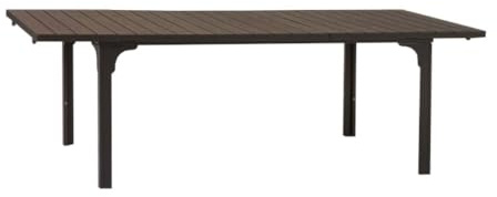 Totò Piccinni Tavolo rettangolare CILE allungabile 180/240x90x76h struttura in metallo piano in polietilene effetto legno per giardino ideale per 6 o 10 persone (Marrone)