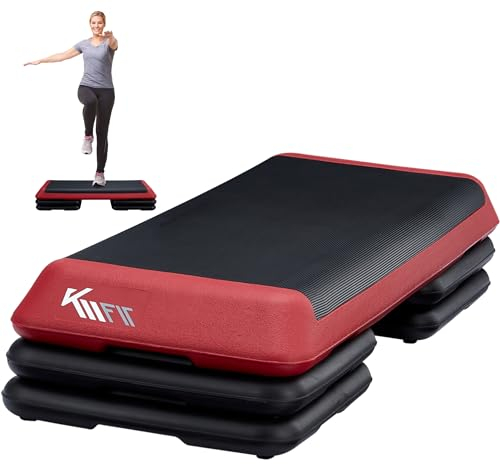 KM-Fit Fitness Stepper | Steppbrett Aerobic Stepper für zuhause | Step-Bench 3-fach höhenverstellbar | Belastbarkeit bis 200 kg | Home-Stepper | 108 × 41 × 10/15/20 cm | Aerobic Steppbank