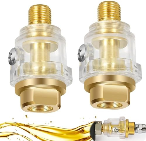 Casenly Mini Lubricador De Línea, 2 Piezas Mini Lubricador De Engrasador, Lubricador Automático De Lubricante De Aire De 1/4 BSP para Tubos de Herramientas Neumáticas y de Compresor de Aire
