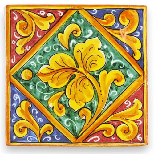 SICILIA BEDDA CAPACI Baldosa de cerámica, Mattonaccio, L Aprox. 10 x 10 x 1 cm. (1 Pieza) Varias Decoraciones - decoro 7