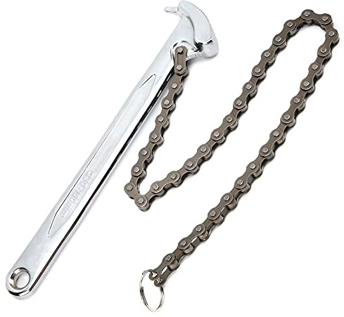 Greensen Chiave a Catena Regolabile 9 Pollici, Chiave a Catena Reversibile con Pinza per Tubi, Strumento Chiave a Catena a Cricchetto, Chiave per Allentare e Serrare Raccordi per Tubi