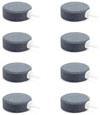 MYLERCT 8 Pezzi Pietra Porosa Acquario, Diametro 4 cm Air Stone per Acquario, Ghiaia Disco-Pietra ad Aria, Grigia Bolle di Pietra di Ossigeno, per Acquari, Laghetti e Vasche