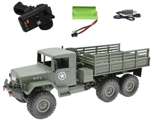 Ichlovdu RC Truck RTR 6WD Militär LKW WPL B-16 1:162.4GHz Off-Road Crawler Car Buggy Lastwagen Ferngesteuertes Militärfahrzeug (grün)