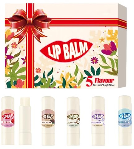 Lip Balm, 5-Pack 3.5g Plumping Long-Lasting Lip Cream, Hydrating and Shiny for Day or Night, Travel, Winter, and Skin Care, Beauty Products