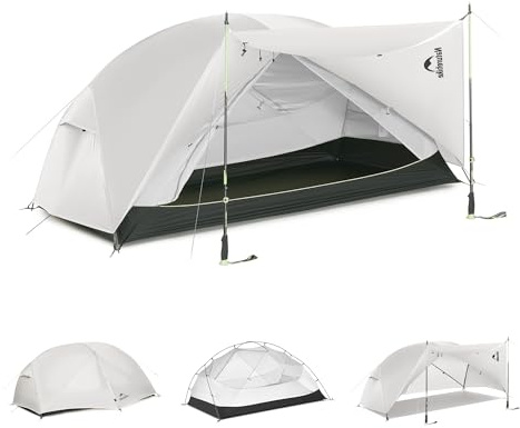 Naturehike Mongar Pro Tenda ultraleggera Antivento Impermeabile Tenda da trekking Portatile Tenda per 2 persone 3-4 stagioni per campeggio Escursionismo (Grigio chiaro/2 persone)