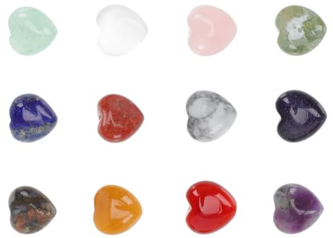 Baluue Piedras Decorativas en Forma de Corazón Miniatura Set de 12 Piezas de Piedra Natural Tamaño Pequeño para Decoración de Escritorio y Hogar Accesorio Ornamental para Navidad y