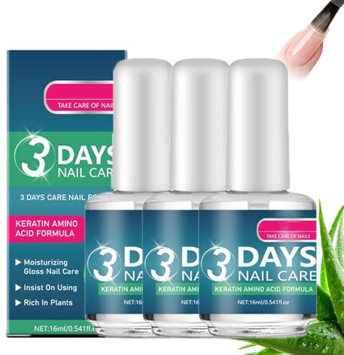 3 Days Nail Care - Keratin Amino Acid Formula, 3 Day Growth Strengthening Treatment for Women & Men, Daily Nourishment, Nail Repair Oil Treatment, Perfect for Dry, Weak & Fragile Nails (3PCS)
