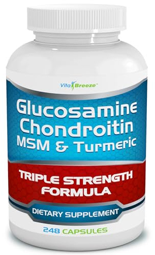 VitaBreeze Glucosamine Chondroitin, MSM & Turmeric Dietary Supplement - 248 Capsules