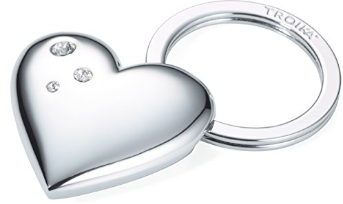TROIKA Schlüsselanhänger Herz GIRLS BEST FRIENDS SHINY – made with SWAROVSKI® ELEMENTS – Metallguss – verchromt – silberfarben