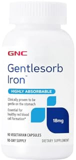 GNC Gentlesorb Iron 18mg Supplement, Supports Healthy Red Blood Cell Formation, 90 Servings