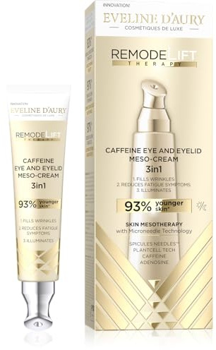 Eveline D’Aury RemodeLift Therapy Koffein-Augencreme 3-in-1 | Fortschrittliche Anti-Müdigkeits-Behandlung mit Spicules Needles™-Technologie | Reduziert Schwellungen, Augenringe & Falten